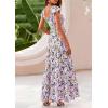 image:imagePRETTYGARDEN Womens Summer Flowy Maxi Dress Casual Cap Sleeve V Neck Smocked Beach SundressFloral Purple Pink