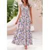 image:imagePRETTYGARDEN Womens Summer Flowy Maxi Dress Casual Cap Sleeve V Neck Smocked Beach SundressFloral Purple Pink
