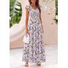 image:imagePRETTYGARDEN Womens Summer Flowy Maxi Dress Casual Cap Sleeve V Neck Smocked Beach SundressFloral Purple Pink