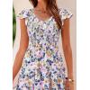image:imagePRETTYGARDEN Womens Summer Flowy Maxi Dress Casual Cap Sleeve V Neck Smocked Beach SundressFloral Purple Pink