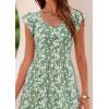 image:imagePRETTYGARDEN Womens Summer Flowy Maxi Dress Casual Cap Sleeve V Neck Smocked Beach SundressLeaves Light Green