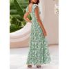 image:imagePRETTYGARDEN Womens Summer Flowy Maxi Dress Casual Cap Sleeve V Neck Smocked Beach SundressLeaves Light Green