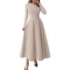 image:imagePRETTYGARDEN Cocktail Dresses for Women 2026 Elegant Classy Fall Long Sleeve Midi A Line Flowy Modest Winter Party DressApricot