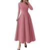 image:imagePRETTYGARDEN Cocktail Dresses for Women 2026 Elegant Classy Fall Long Sleeve Midi A Line Flowy Modest Winter Party DressPink