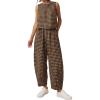 image:imagePRETTYGARDEN Womens 2 Piece Sets 2026 Summer Plaid Sleeveless Tops Wide Leg Pants Matching Lounge Set Beach Vacation OutfitsPlaid Black Khaki