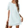 image:imagePRETTYGARDEN Womens 2026 Summer Casual Short Dresses Embroidered Lace Short Sleeve Boho Mini Dress Beach Vacation ClothesLight Blue