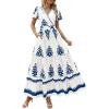 Floral White Blue