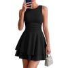 image:imagePRETTYGARDEN Womens 2026 Summer Mini Dress Sleeveless Ruched A Line Ruffle Flowy Short Cute Dresses Party Date Night OutfitsBlack