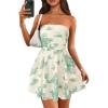 image:imagePRETTYGARDEN Womens 2026 Summer Strapless Tube Mini Dress Off Shoulder Smocked Ruffle A Line Flowy Short Party Club DressesFloral Green