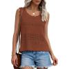 image:imagePRETTYGARDEN Womens Crochet Tank Tops 2026 Summer Spring Sleeveless Tops Cute Sweater Vest Trendy Boho Beach Vacation ClothesCamel