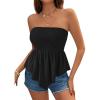 image:imagePRETTYGARDEN Womens Strapless Smocked Tube Tops Summer 2026 Trendy Flowy Peplum Bandeau Shirts Going Out Date Spring ClothesBlack