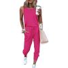 image:imagePRETTYGARDEN Womens Two Piece Outfit Sets Casual Summer Sleeveless Matching Lounge Wear Spring Travel Clothes TracksuitRose Red