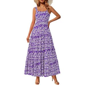 image:imagePRETTYGARDEN Womens 2026 Summer Dresses Fashion Clothing Floral Maxi Dress Ruffle Long Flowy Boho Beach Vacation SundressesFloral Purple White