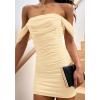 image:imagePRETTYGARDEN Cocktail Dresses for Women 2026 Summer Off Shoulder Bodycon Mini Graduation Party Spring Wedding Guest DressApricot