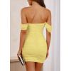 image:imagePRETTYGARDEN Cocktail Dresses for Women 2026 Summer Off Shoulder Bodycon Mini Graduation Party Spring Wedding Guest DressYellow