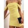 image:imagePRETTYGARDEN Cocktail Dresses for Women 2026 Summer Off Shoulder Bodycon Mini Graduation Party Spring Wedding Guest DressYellow
