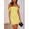 image:imagePRETTYGARDEN Cocktail Dresses for Women 2026 Summer Off Shoulder Bodycon Mini Graduation Party Spring Wedding Guest DressYellow