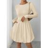 image:imagePRETTYGARDEN Fall Dresses for Women 2026 Casual Long Sleeve Bubble Cute Crew Neck A Line Mini Short Dress with PocketsApricot