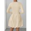 image:imagePRETTYGARDEN Fall Dresses for Women 2026 Casual Long Sleeve Bubble Cute Crew Neck A Line Mini Short Dress with PocketsApricot