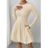 image:imagePRETTYGARDEN Fall Dresses for Women 2026 Casual Long Sleeve Bubble Cute Crew Neck A Line Mini Short Dress with PocketsApricot