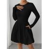 image:imagePRETTYGARDEN Fall Dresses for Women 2026 Casual Long Sleeve Bubble Cute Crew Neck A Line Mini Short Dress with PocketsBlack