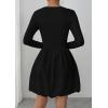 image:imagePRETTYGARDEN Fall Dresses for Women 2026 Casual Long Sleeve Bubble Cute Crew Neck A Line Mini Short Dress with PocketsBlack