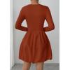 image:imagePRETTYGARDEN Fall Dresses for Women 2026 Casual Long Sleeve Bubble Cute Crew Neck A Line Mini Short Dress with PocketsBrick Red