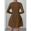 image:imagePRETTYGARDEN Fall Dresses for Women 2026 Casual Long Sleeve Bubble Cute Crew Neck A Line Mini Short Dress with PocketsBrown