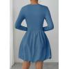 image:imagePRETTYGARDEN Fall Dresses for Women 2026 Casual Long Sleeve Bubble Cute Crew Neck A Line Mini Short Dress with PocketsGrey Blue