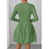 image:imagePRETTYGARDEN Fall Dresses for Women 2026 Casual Long Sleeve Bubble Cute Crew Neck A Line Mini Short Dress with PocketsLight Green