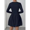image:imagePRETTYGARDEN Fall Dresses for Women 2026 Casual Long Sleeve Bubble Cute Crew Neck A Line Mini Short Dress with PocketsNavy