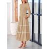 image:imagePRETTYGARDEN Long Sleeve Dress for Women 2026 Fall Elegant Modest Floral Boho Smocked Flowy Wedding Guest Midi DressesApricot