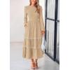 image:imagePRETTYGARDEN Long Sleeve Dress for Women 2026 Fall Elegant Modest Floral Boho Smocked Flowy Wedding Guest Midi DressesApricot