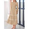 image:imagePRETTYGARDEN Long Sleeve Dress for Women 2026 Fall Elegant Modest Floral Boho Smocked Flowy Wedding Guest Midi DressesApricot