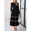 image:imagePRETTYGARDEN Long Sleeve Dress for Women 2026 Fall Elegant Modest Floral Boho Smocked Flowy Wedding Guest Midi DressesBlack