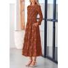 image:imagePRETTYGARDEN Long Sleeve Dress for Women 2026 Fall Elegant Modest Floral Boho Smocked Flowy Wedding Guest Midi DressesBrick Red