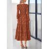 image:imagePRETTYGARDEN Long Sleeve Dress for Women 2026 Fall Elegant Modest Floral Boho Smocked Flowy Wedding Guest Midi DressesBrick Red