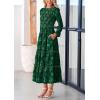 image:imagePRETTYGARDEN Long Sleeve Dress for Women 2026 Fall Elegant Modest Floral Boho Smocked Flowy Wedding Guest Midi DressesDark Green