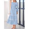 image:imagePRETTYGARDEN Long Sleeve Dress for Women 2026 Fall Elegant Modest Floral Boho Smocked Flowy Wedding Guest Midi DressesLight Blue