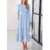 image:imagePRETTYGARDEN Long Sleeve Dress for Women 2026 Fall Elegant Modest Floral Boho Smocked Flowy Wedding Guest Midi DressesLight Blue