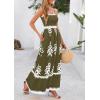 image:imagePRETTYGARDEN Summer Dress for Women 2026 Floral Sundress Spaghetti Strap Flowy Beach Vacation Boho Maxi DressesArmy Green White Floral