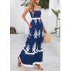 image:imagePRETTYGARDEN Summer Dress for Women 2026 Floral Sundress Spaghetti Strap Flowy Beach Vacation Boho Maxi DressesDark Blue White Floral