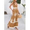 image:imagePRETTYGARDEN Summer Dress for Women 2026 Floral Sundress Spaghetti Strap Flowy Beach Vacation Boho Maxi DressesKhaki Floral