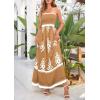 image:imagePRETTYGARDEN Summer Dress for Women 2026 Floral Sundress Spaghetti Strap Flowy Beach Vacation Boho Maxi DressesKhaki Floral