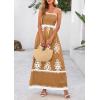 image:imagePRETTYGARDEN Summer Dress for Women 2026 Floral Sundress Spaghetti Strap Flowy Beach Vacation Boho Maxi DressesKhaki Floral