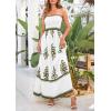 image:imagePRETTYGARDEN Summer Dress for Women 2026 Floral Sundress Spaghetti Strap Flowy Beach Vacation Boho Maxi DressesWhite Army Green Floral