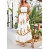 image:imagePRETTYGARDEN Summer Dress for Women 2026 Floral Sundress Spaghetti Strap Flowy Beach Vacation Boho Maxi DressesWhite Khaki Floral