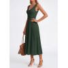 image:imagePRETTYGARDEN Summer Dresses for Women 2026 Spring Casual Sleeveless V Neck Pleated Midi Work Cocktail Wedding Guest DressArmy Green