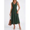 image:imagePRETTYGARDEN Summer Dresses for Women 2026 Spring Casual Sleeveless V Neck Pleated Midi Work Cocktail Wedding Guest DressArmy Green