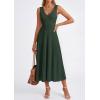 image:imagePRETTYGARDEN Summer Dresses for Women 2026 Spring Casual Sleeveless V Neck Pleated Midi Work Cocktail Wedding Guest DressArmy Green